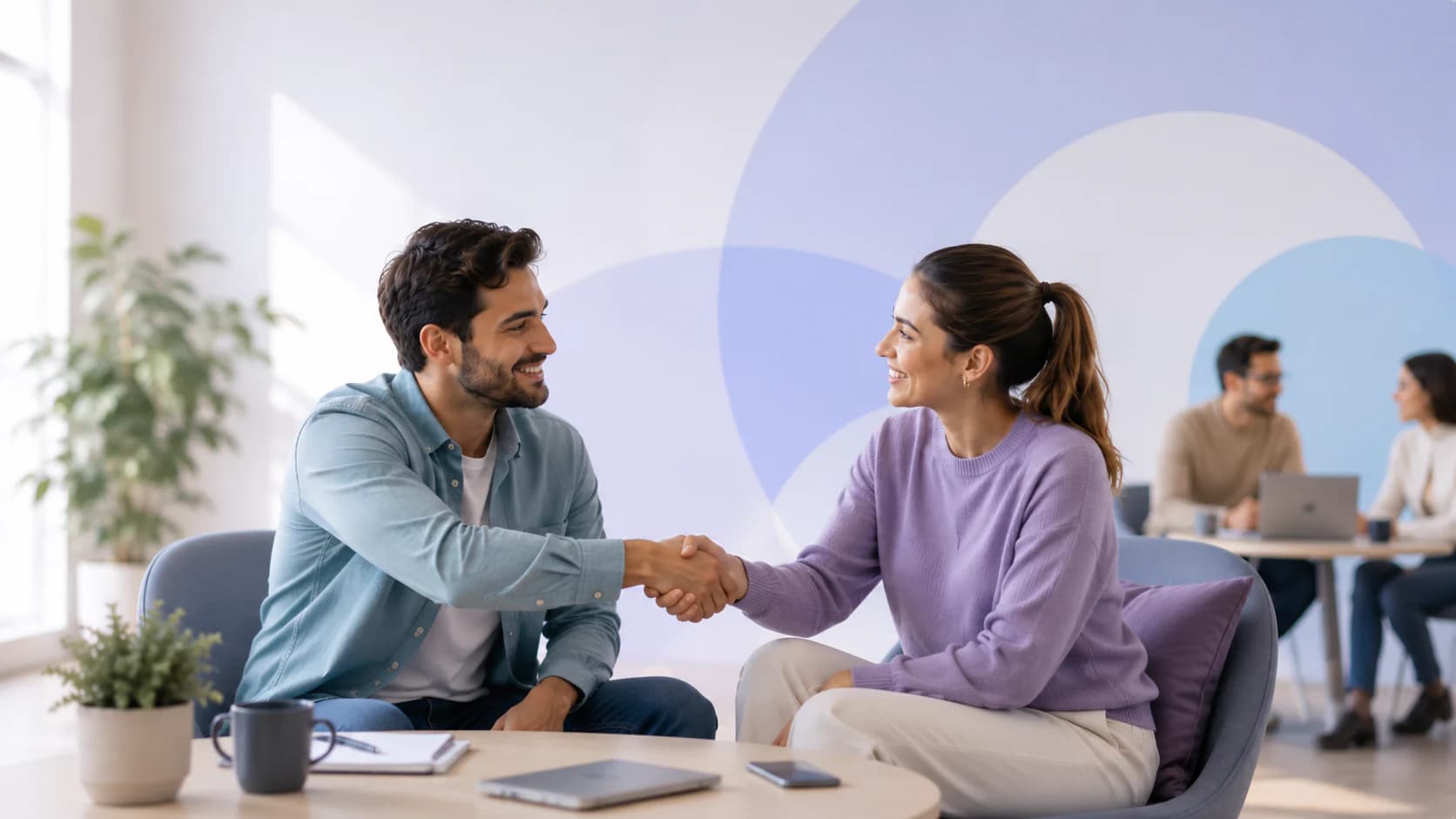 Partners meeting and agreeing to work together