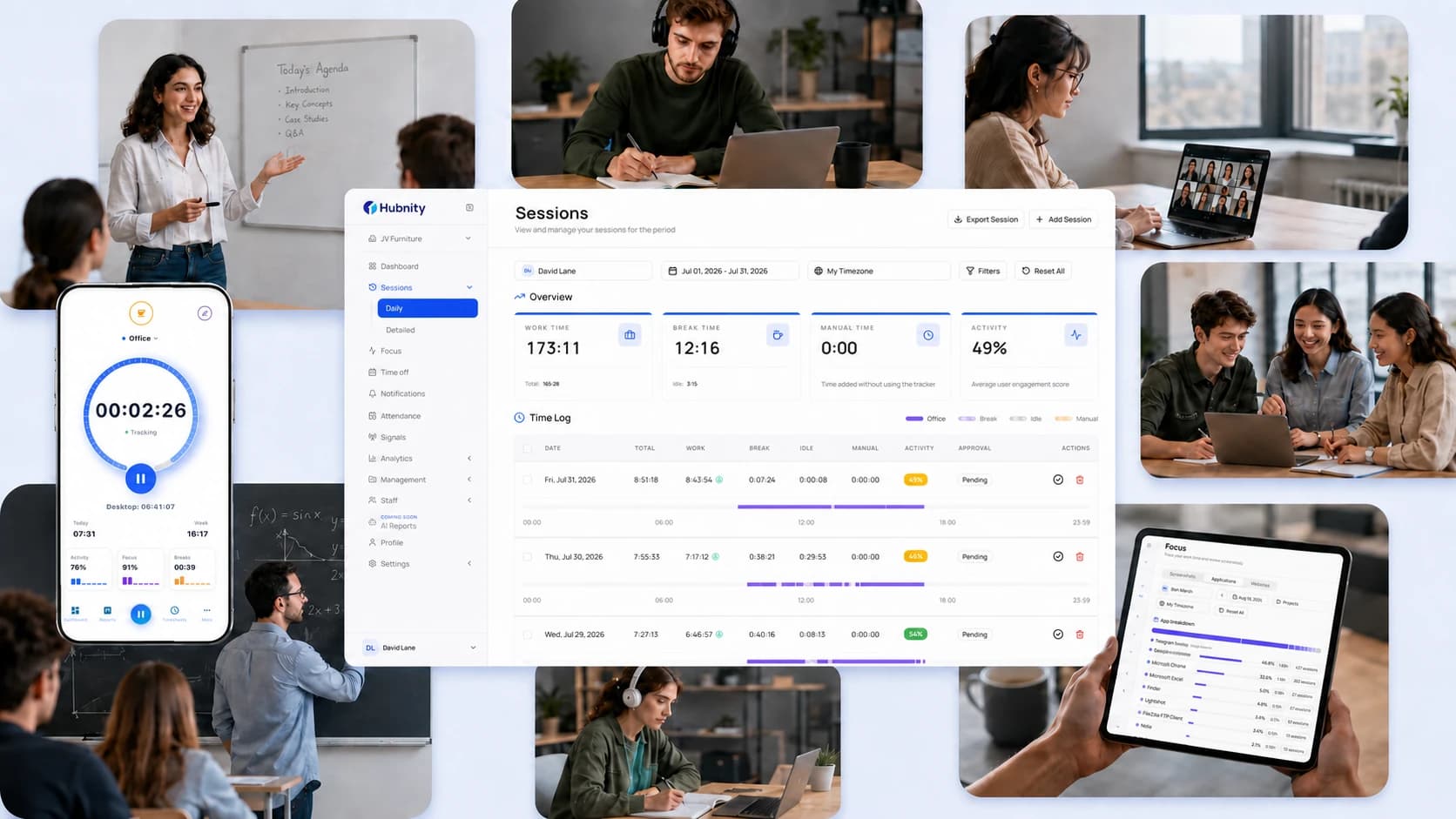 Education & Training: Track teaching and training time