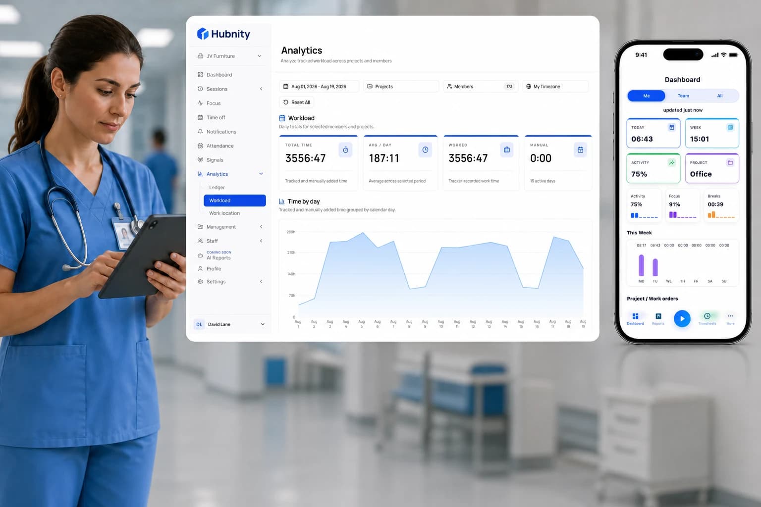 Healthcare: Track healthcare staff time