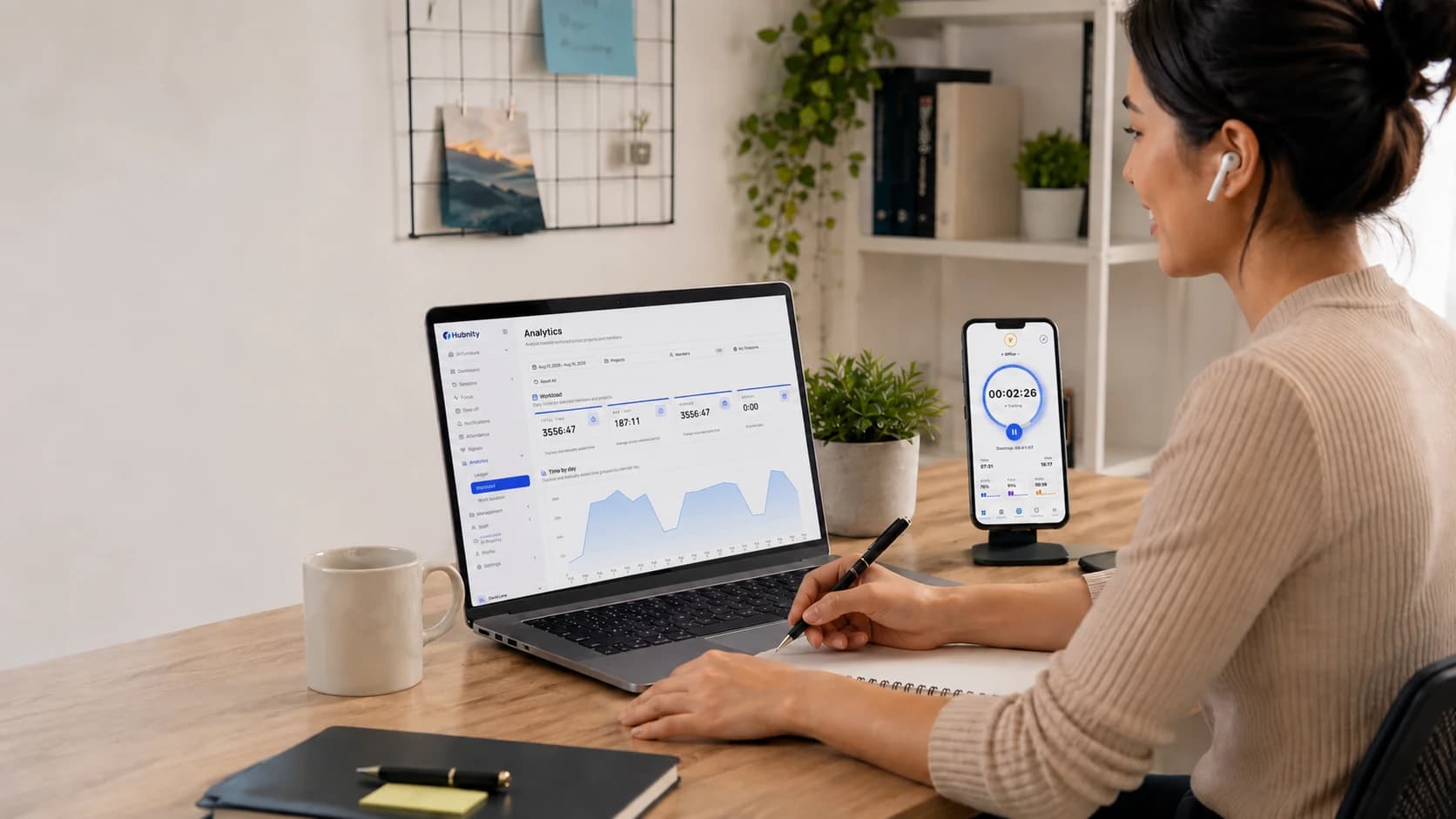 Virtual assistant using Hubnity on a laptop and mobile phone