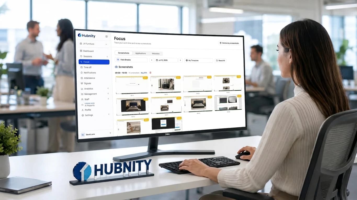Manager reviewing Hubnity screenshot activity