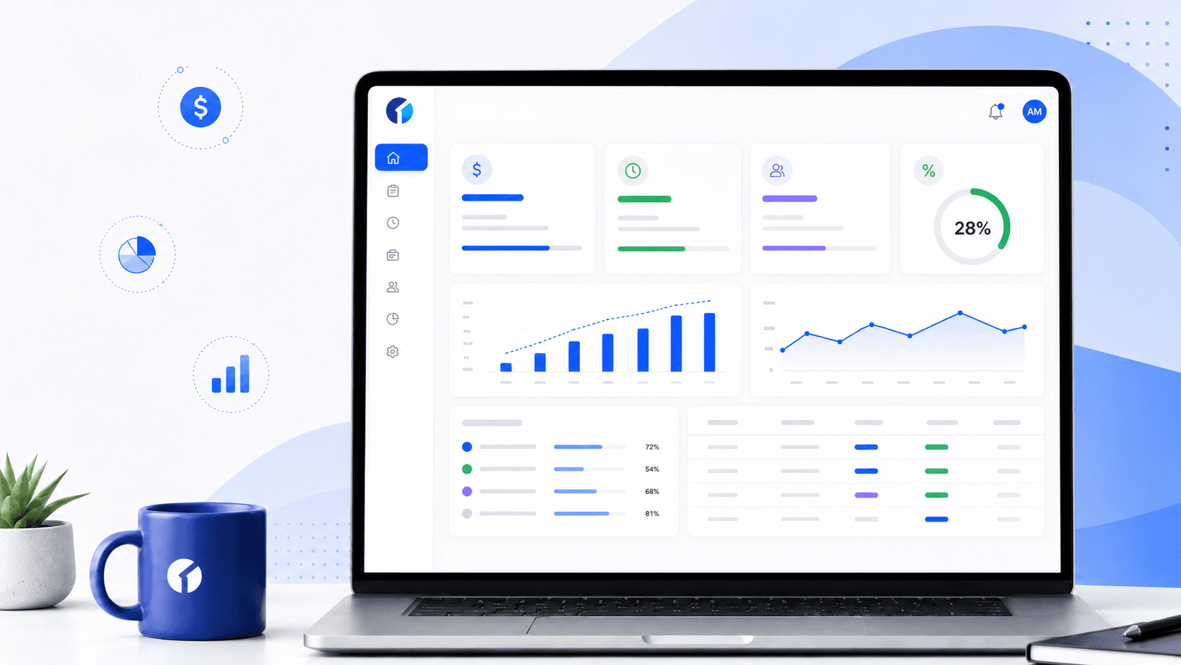 Project cost tracking view with client segmentation