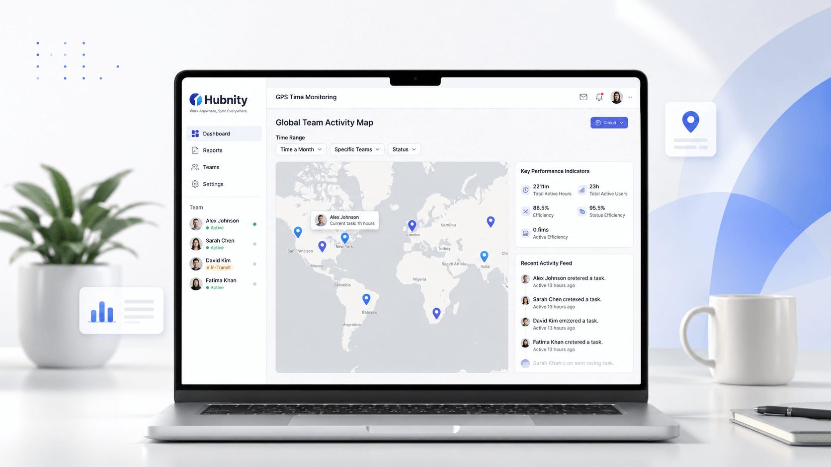 Hubnity GPS field tracking dashboard