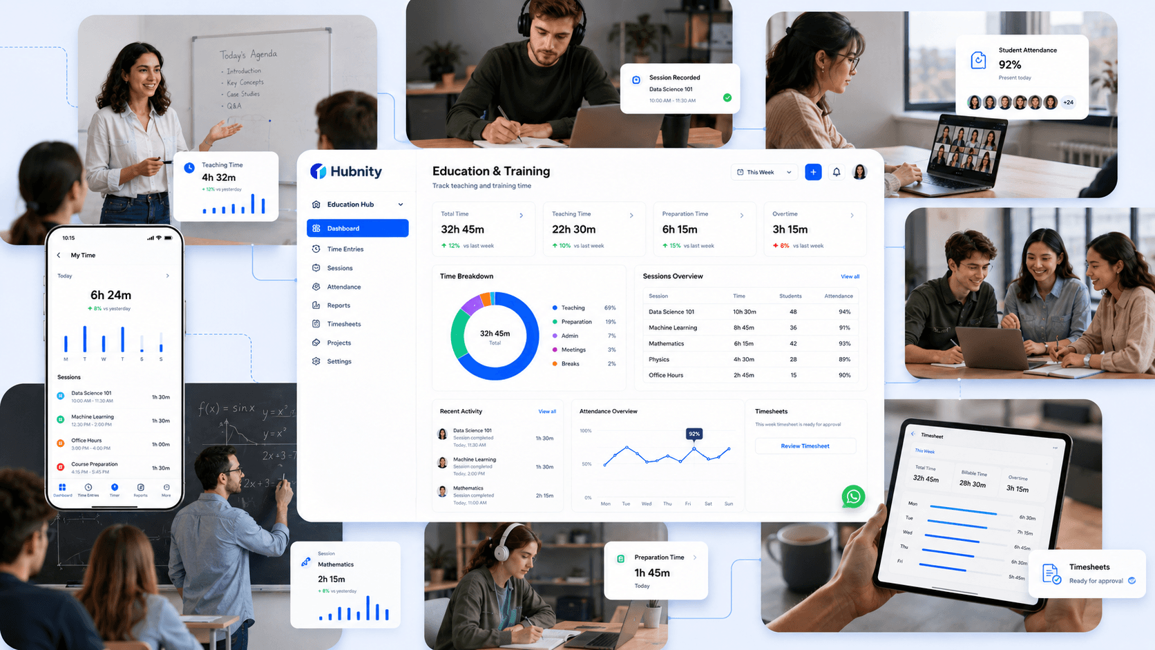 Education & Training: Track teaching and training time