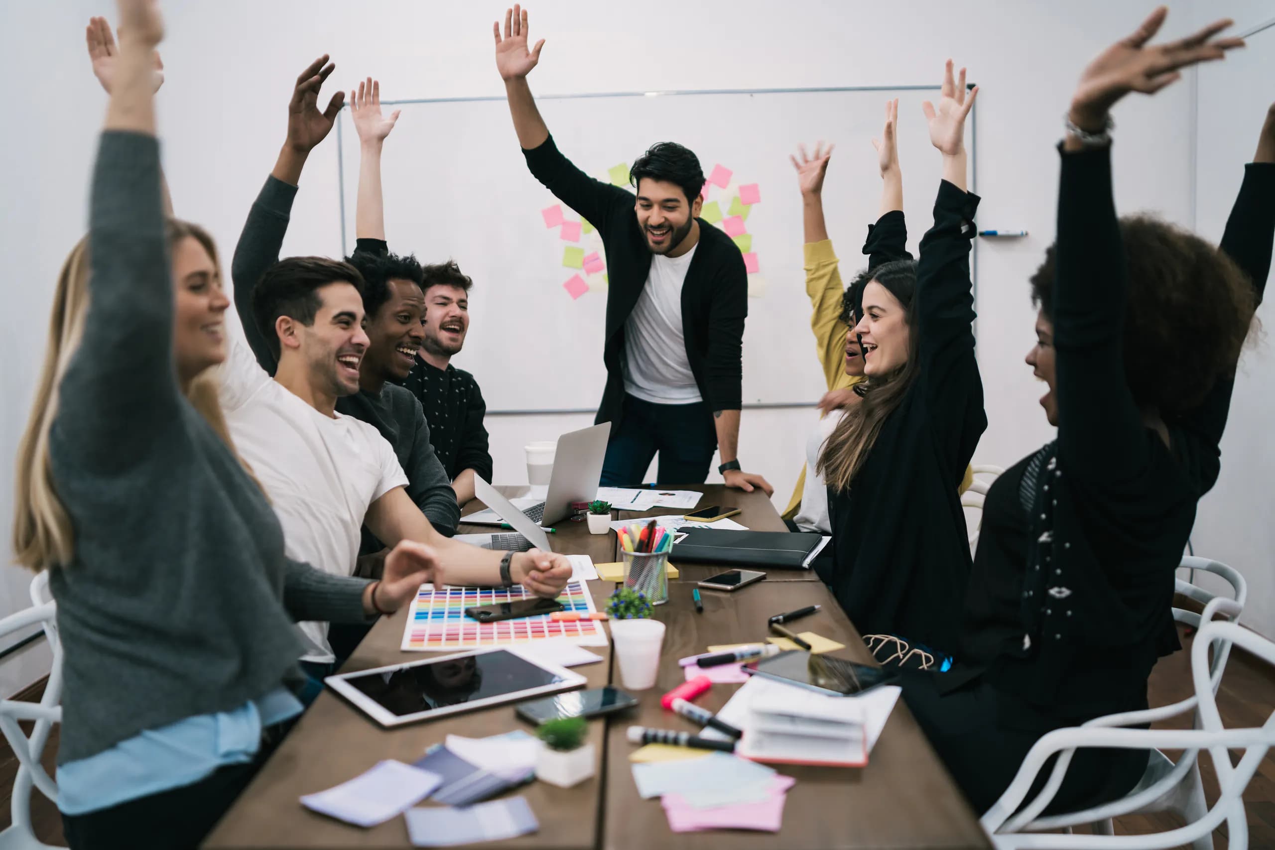 Hubnity team collaborating in a modern workspace