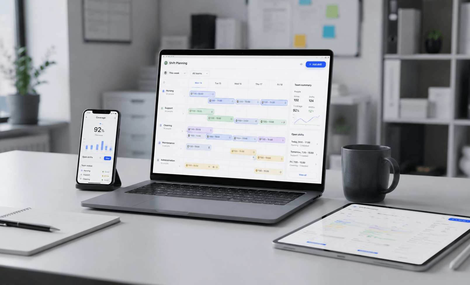 Operations team managing shift rotations and labor demand changes