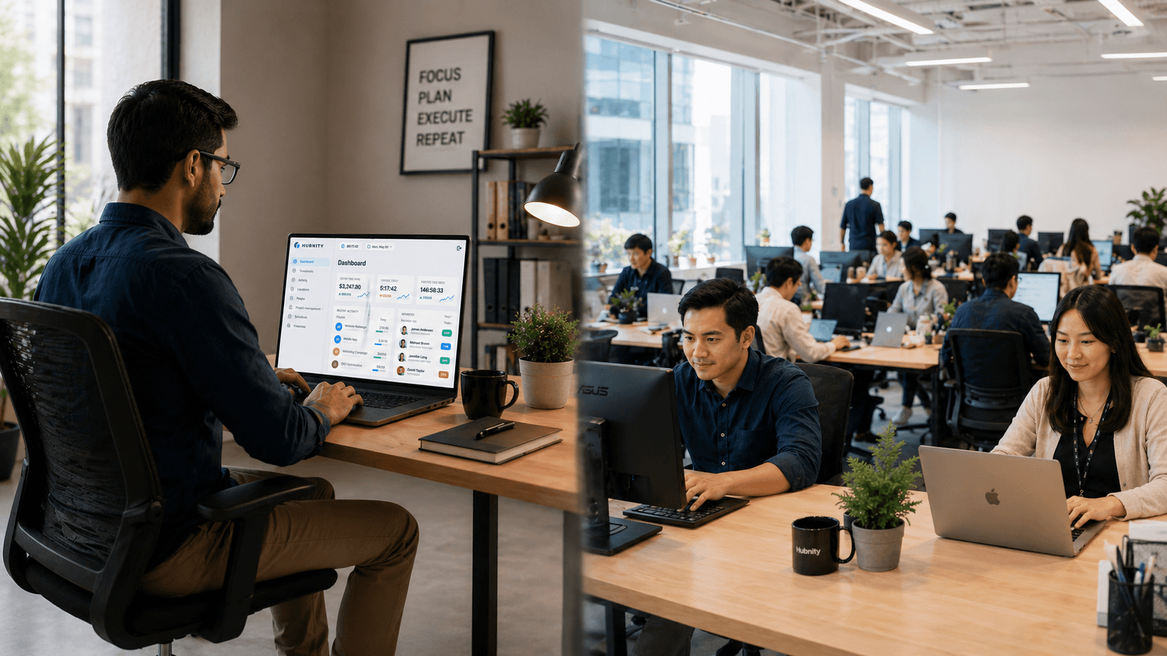 Hubnity remote and in-office performance workspace preview