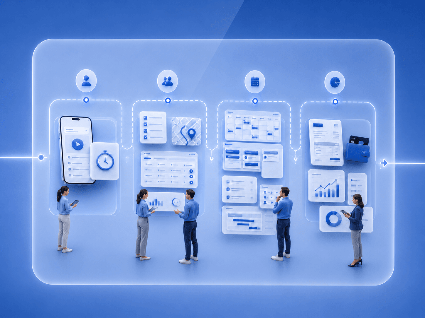 Hubnity solution workflow from time tracking to planning and reporting