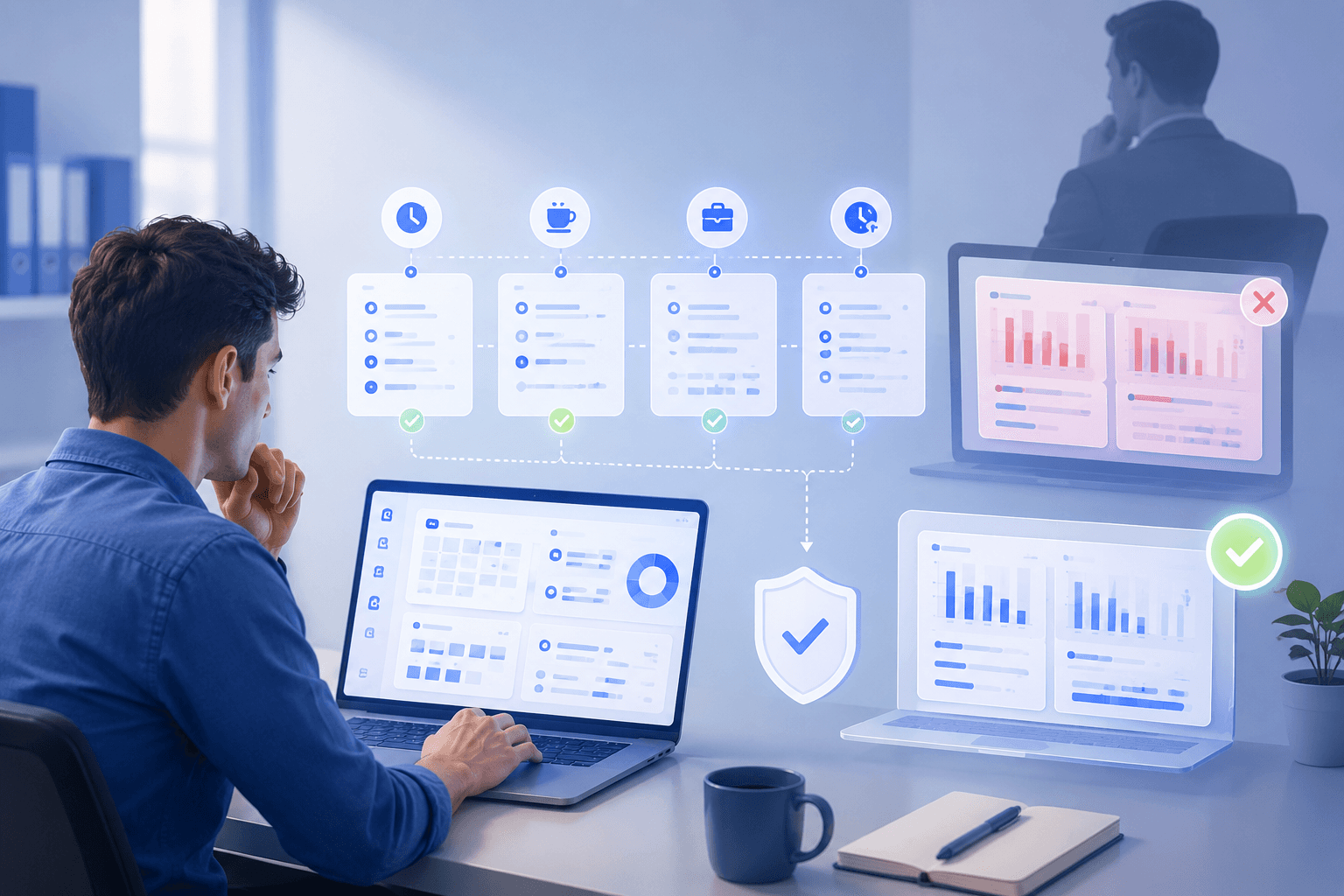 Work hours check workflow with verified records and payroll review
